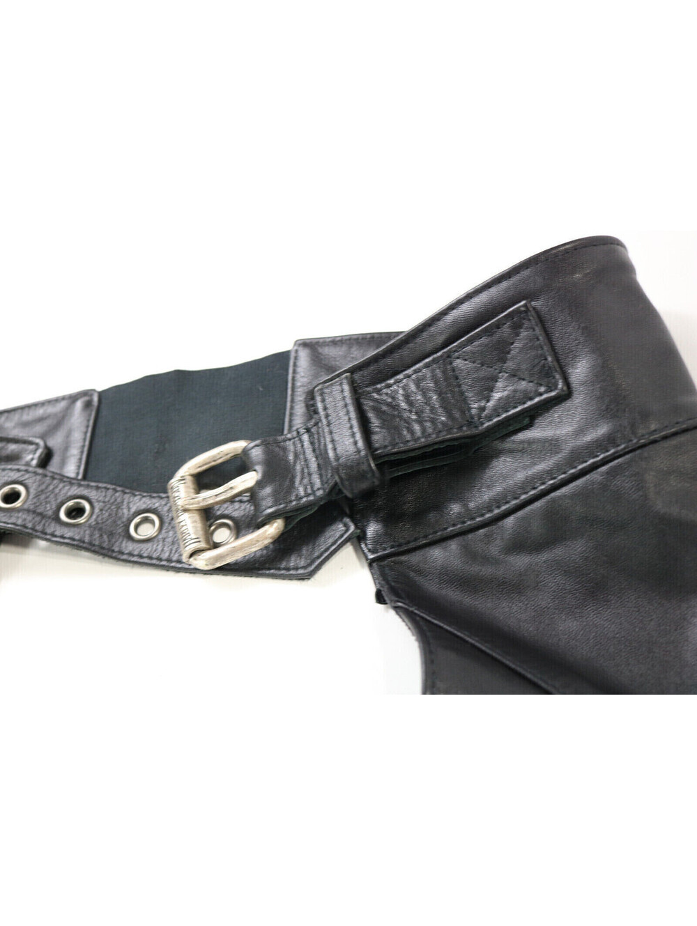 harley davidson chaps M black leather vintage Shovelhead lined vintage USA bar